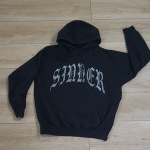 Yours Trully Black Graphic Hoodie Made In Usa Rhine Stone  Size M